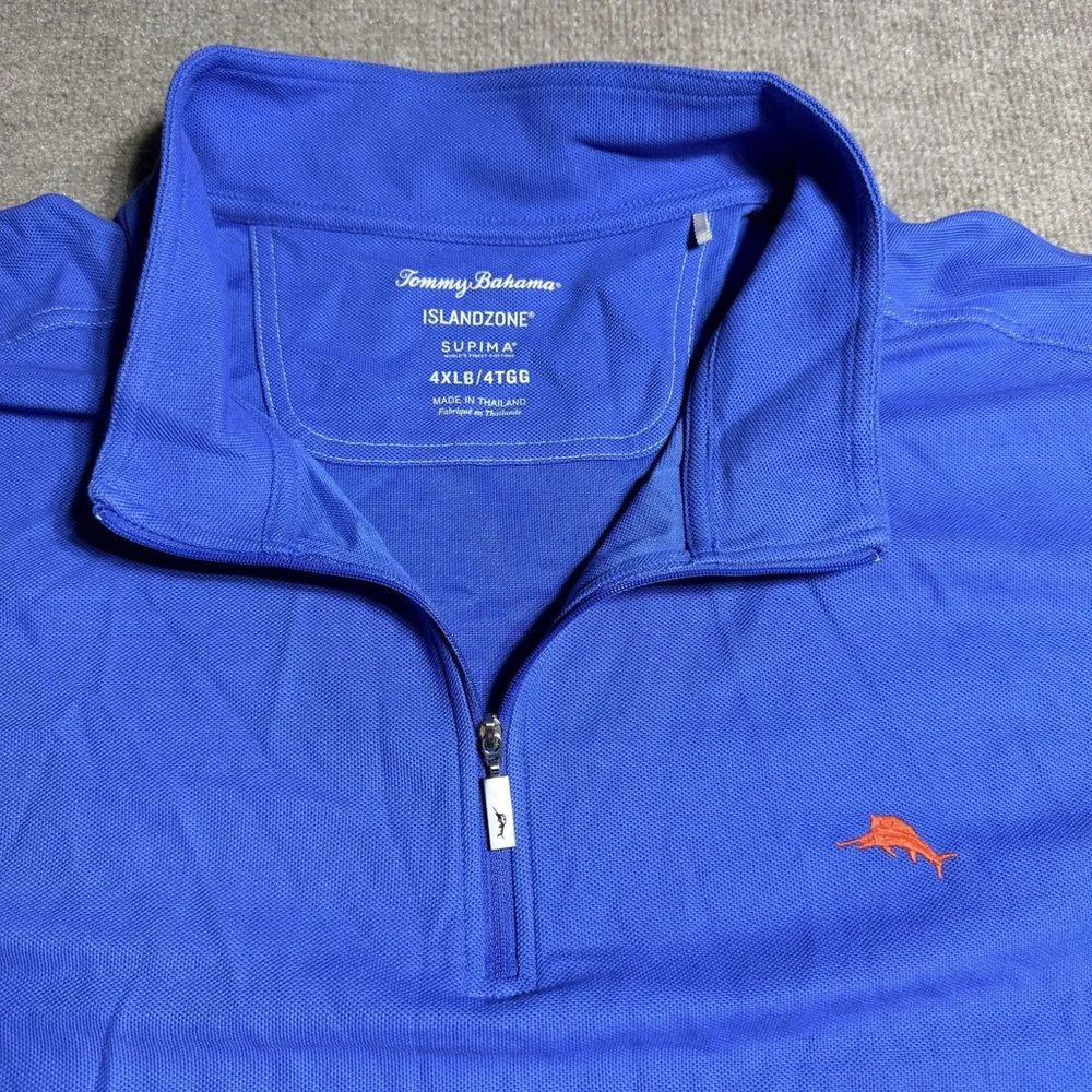 Tommy Bahama Emfielder IslandZone Half Zip Mens 4XLB Blue Supima Cotton BT224017 - Picture 3 of 16